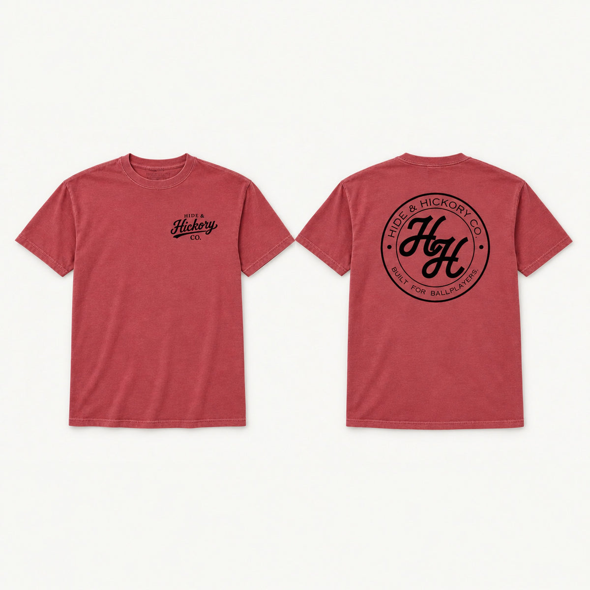 Hide & Hickory Front & Back Tee - Crimson